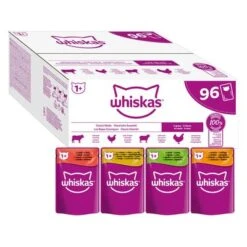Whiskas 1+ Pouches Mega Pack 96 X 85g -Zooplus Shop 356096 pla mars sparpaket whiskas frischebeutel 48x85g hs 01 9